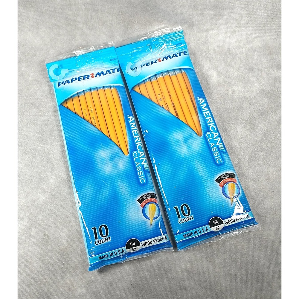 2 Pack New Paper Mate American Classic Wood Pencils‎ 10 Count Each HB #2 USA NOS